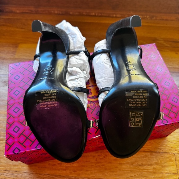 Tory Burch Crystal-Embellished Black High Heel Sandals | Size 7 | NWT + Dust Bag - Picture 5 of 10